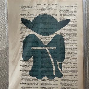 Art piece - dictionary page Yoda 8 1/2 x 11”